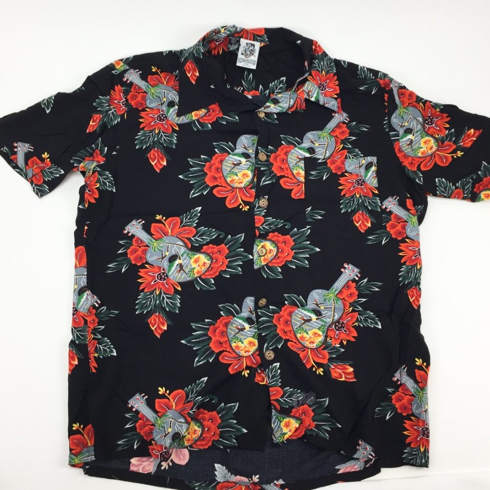Kennington Ltd - Hawaiian Shirt Guitar, Men's Large Short Sleeve Button Down